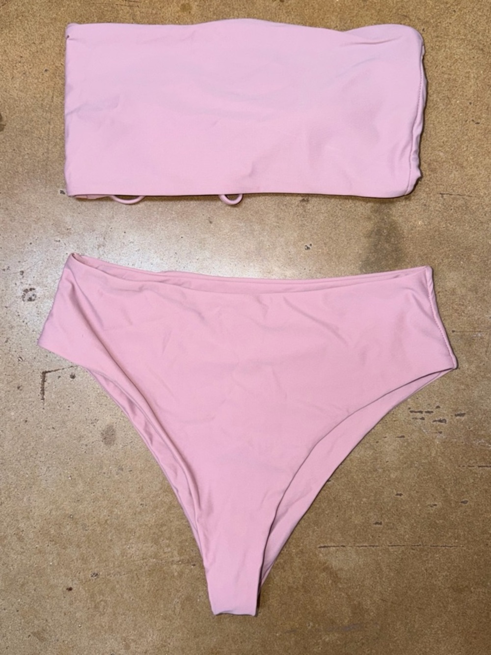 Shein Swimsuit Pale Pink Bikini Swimsuit Size Small Bandeau Style Cheekie